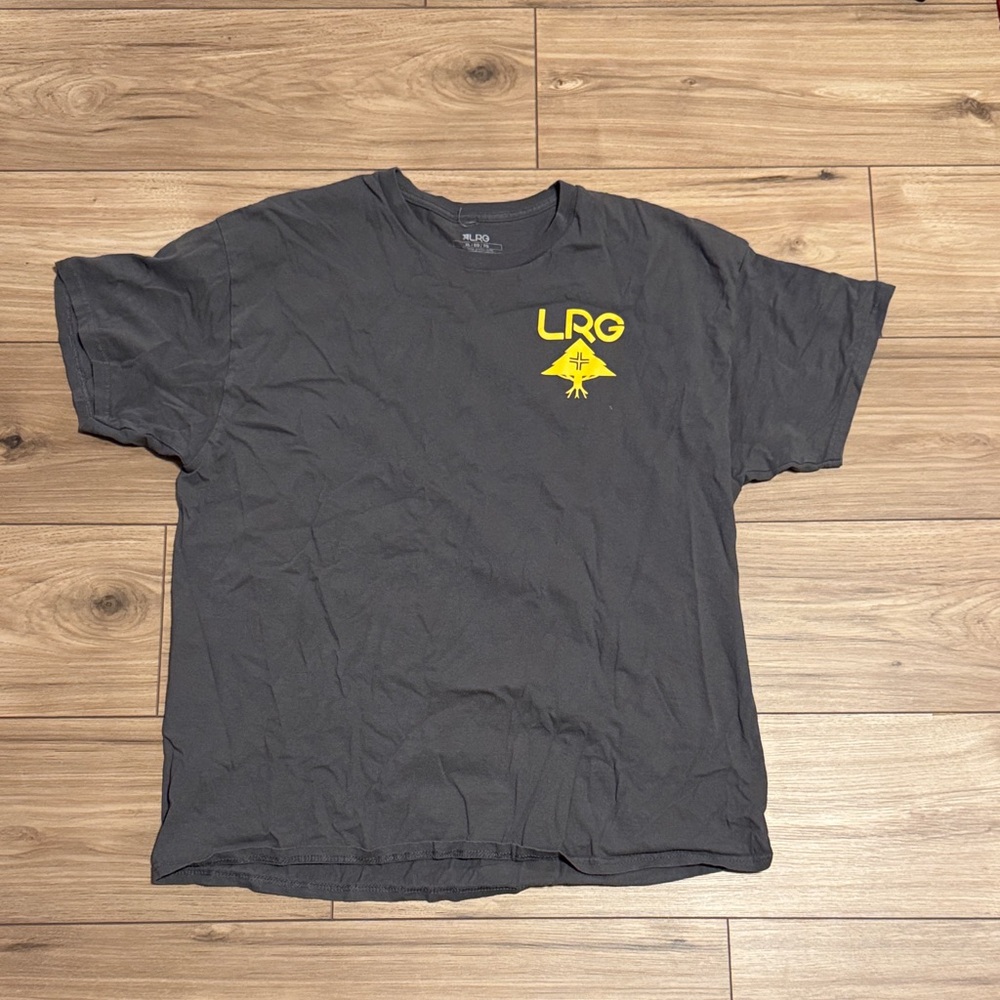 LRG Charcoal Tee with Vibrant Yellow Graphic